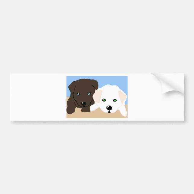 Autocollant De Voiture Joli cadeau brun et blanc de marionnettes du Labra (Devant)