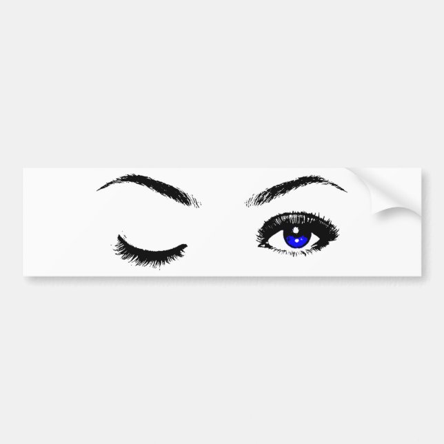Autocollant De Voiture Joli cligner de l'oeil d'yeux bleus (Devant)