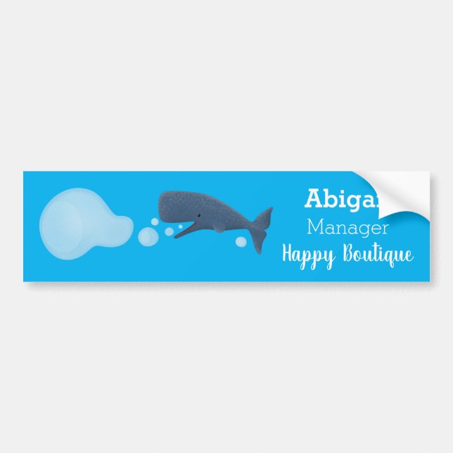 Autocollant De Voiture Jolie baleine à sperme soufflant bulles dessin (Devant)
