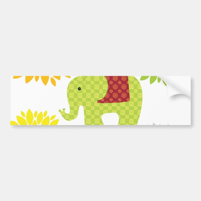 Autocollant De Voiture Jolie couleur Hippie Elephant puissance de fleur (Devant)