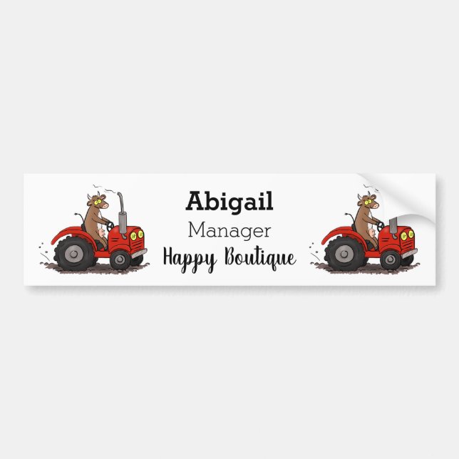 Autocollant De Voiture Jolie vache heureuse conduisant un dessin animé de (Devant)