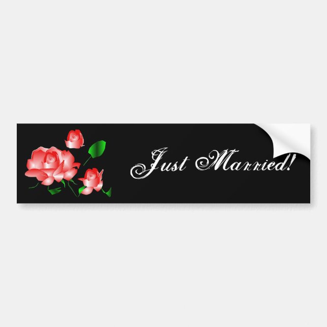 Autocollant De Voiture "Juste" adhésif pour pare-chocs marié de rose de (Devant)