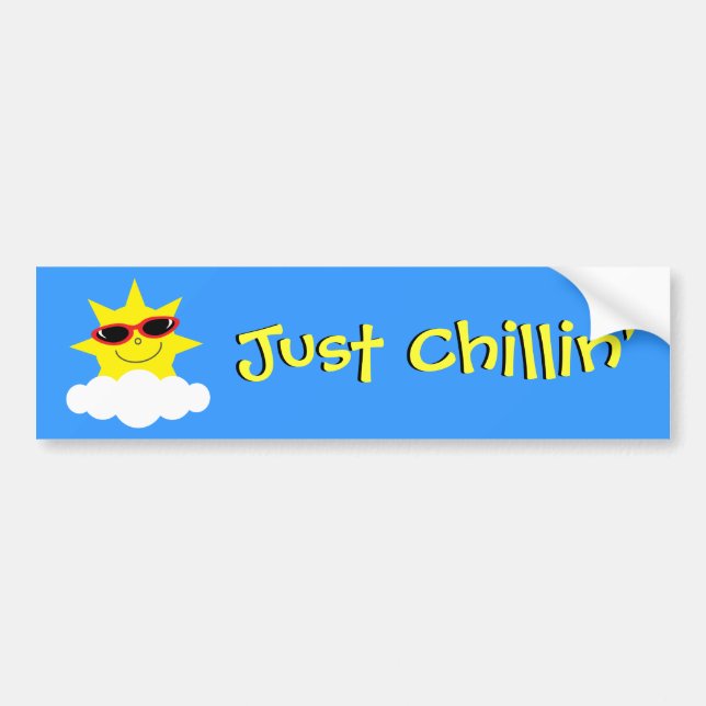 Autocollant De Voiture Juste Chillin Sun avec des lunettes de soleil (Devant)