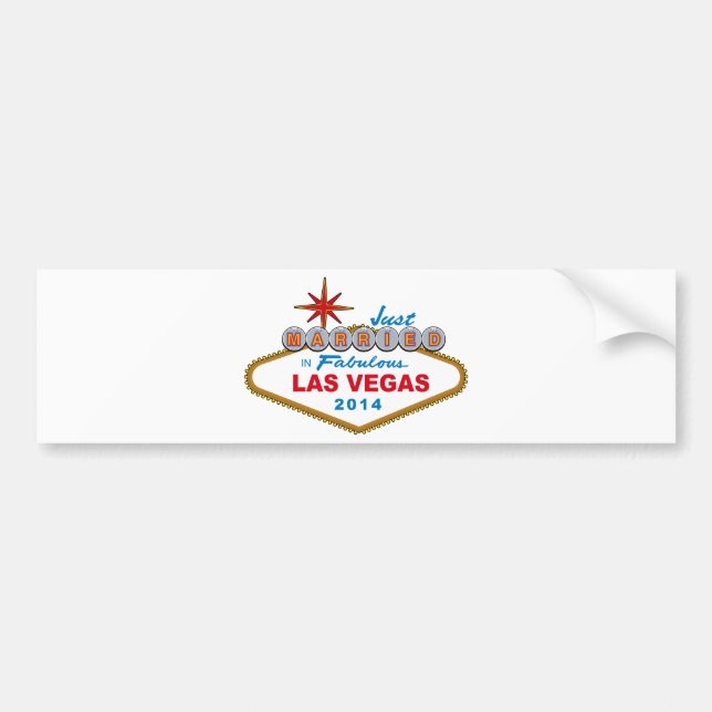 Autocollant De Voiture Juste marié à Las Vegas fabuleux 2014 (signe) (Devant)