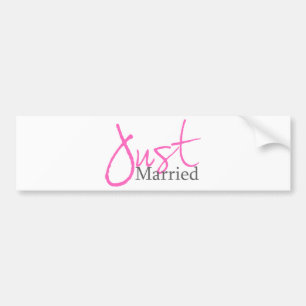 Autocollant De Voiture Juste marié (manuscrit rose)