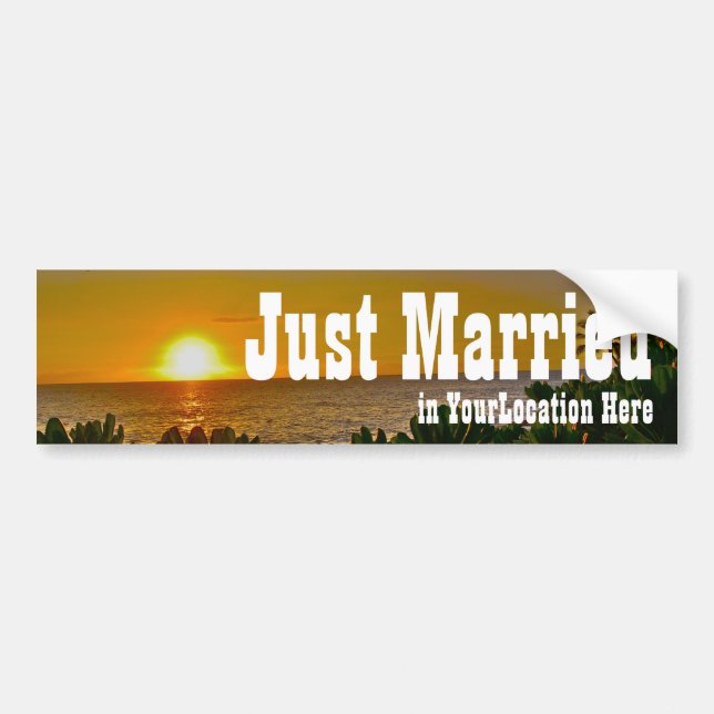 Autocollant De Voiture Juste plage tropicale mariée (Devant)