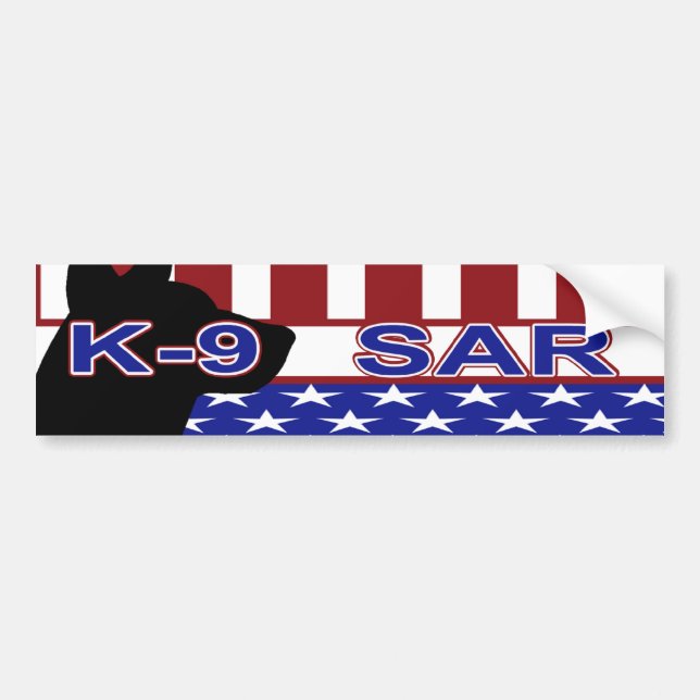 AUTOCOLLANT DE VOITURE K-9 PATRIOTIQUE SAR - RECHERCHE ET DÉLIVRANCE (Devant)