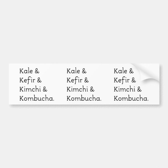 Autocollant De Voiture Kale Kefir Kimchi Kombucha (Devant)