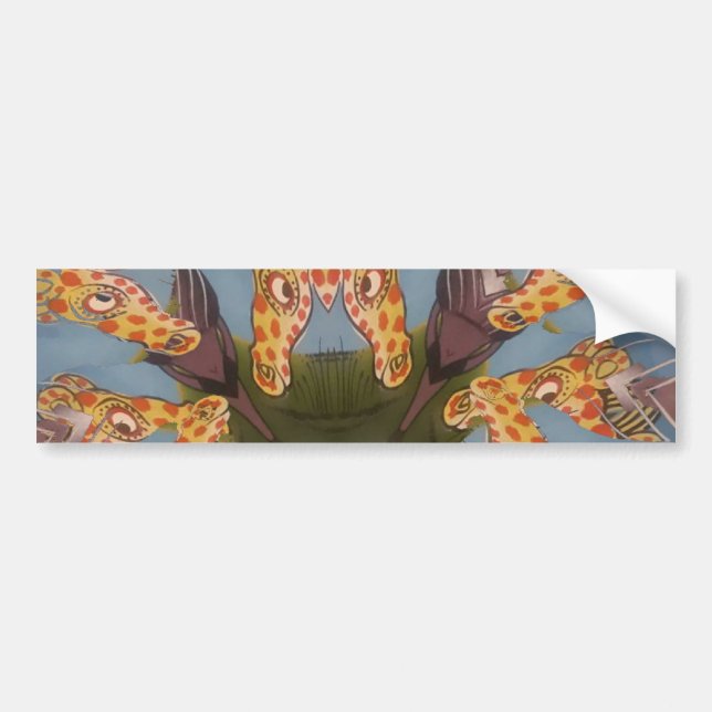 Autocollant De Voiture Kaleidoscope Giraffe Mandala : Safari Art Abstrait (Devant)