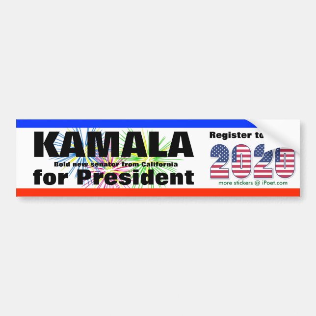 AUTOCOLLANT DE VOITURE KAMALA POUR PRÉSIDENT - 2020 - (Devant)