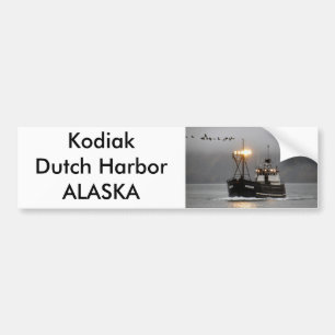 Autocollant De Voiture Kodiak, bateau de crabe dans le port néerlandais,