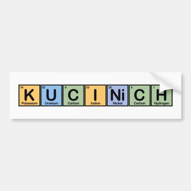Autocollant De Voiture Kucinich en éléments (Devant)