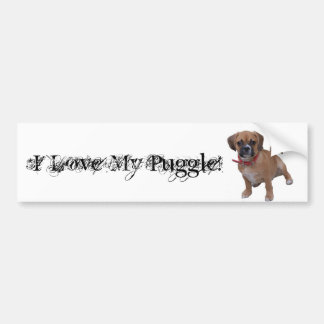 Autocollant De Voiture l1, j'aime mon Puggle !