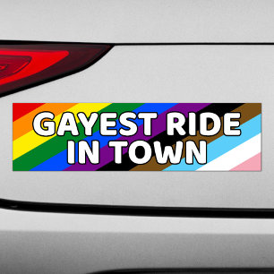 Autocollant De Voiture La balade la plus gay de la ville bandes arc-en-ci