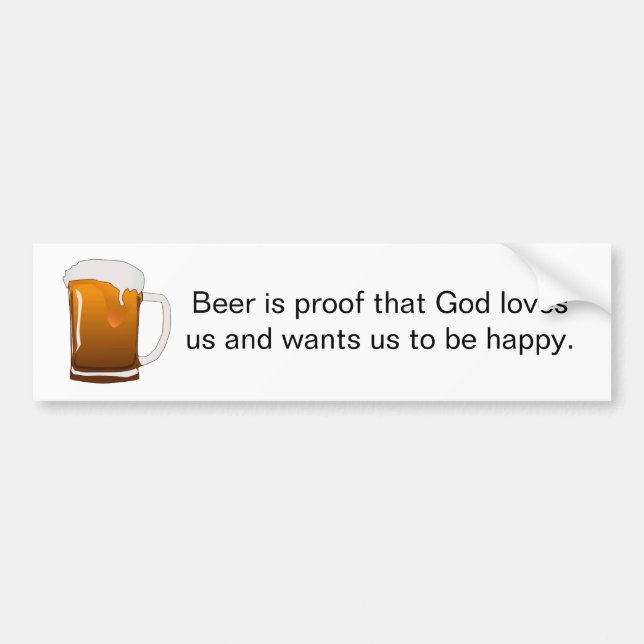 Autocollant De Voiture La bière est preuve que Dieu nous aime (Devant)