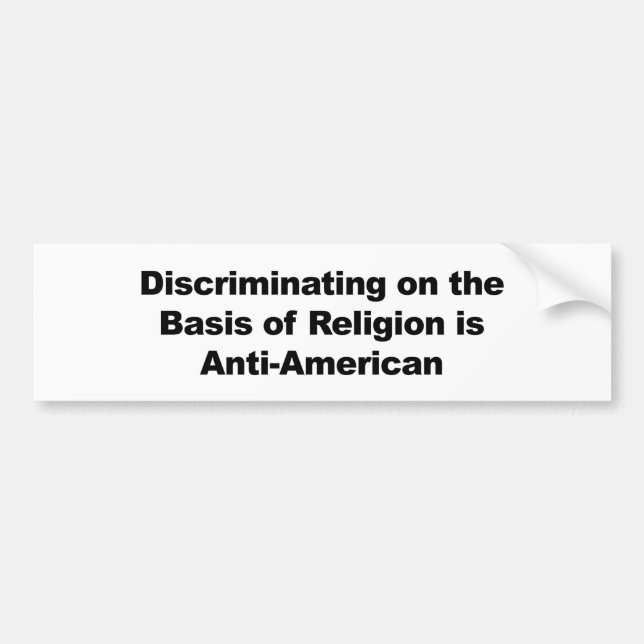 Autocollant De Voiture La discrimination religieuse est anti-américaine (Devant)