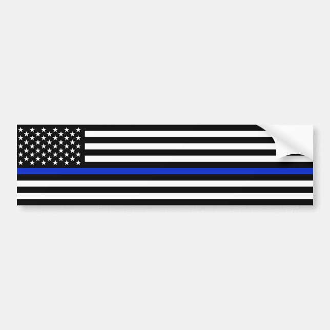 Autocollant De Voiture La police mince de drapeau américain de Blue Line (Devant)