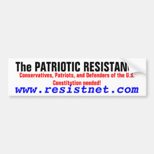 Autocollant De Voiture La RÉSISTANCE PATRIOTIQUE, conservateurs, patriote