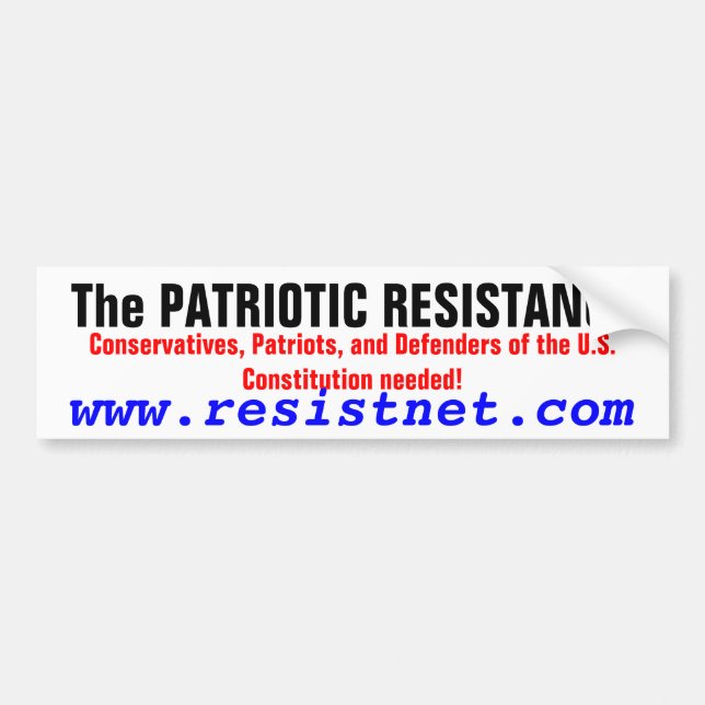 Autocollant De Voiture La RÉSISTANCE PATRIOTIQUE, conservateurs, patriote (Devant)