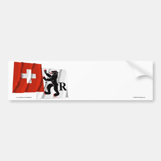 Autocollant De Voiture La Suisse et les drapeaux de ondulation (Devant)