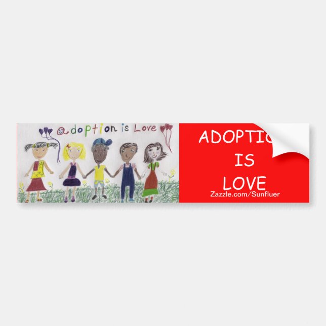 Autocollant De Voiture L'adoption est amour - l'adhésif pour pare-chocs - (Devant)
