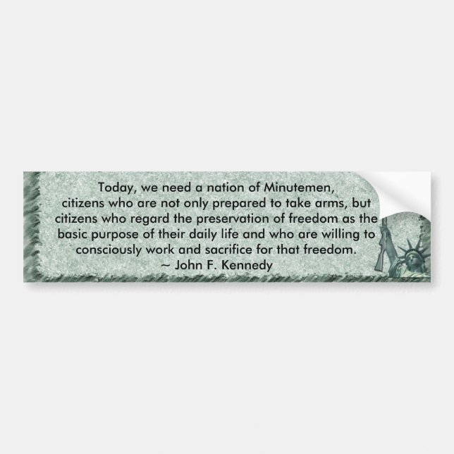 AUTOCOLLANT DE VOITURE LADY LIBERTY - JOHN F KENNEDY CITE - MINUTEMEMEN (Devant)