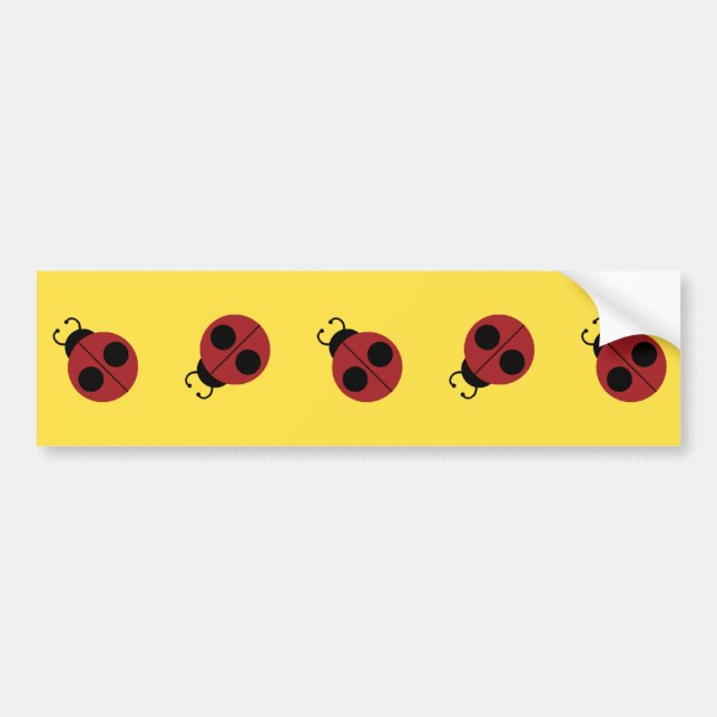 Autocollant De Voiture Ladybug 60s rétro cool rouge jaune (Devant)