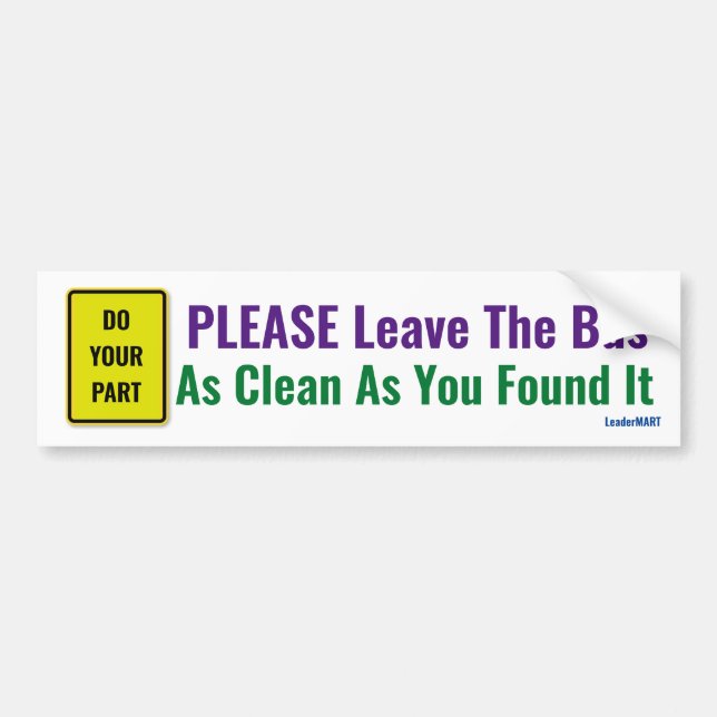 Autocollant De Voiture Laissez svp l'autobus aussi propre que vous l'avez (Devant)