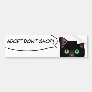 Autocollant De Voiture L'amour de chat noir adoptent un chat d'abri !