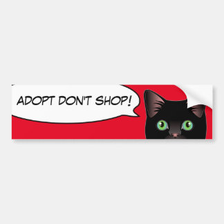 Autocollant De Voiture L'amour de chat noir adoptent un chat d'abri !