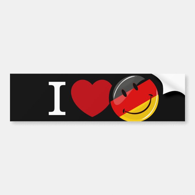 Autocollant De Voiture L'Amour De L'Allemagne Drapeau Souriant (Devant)