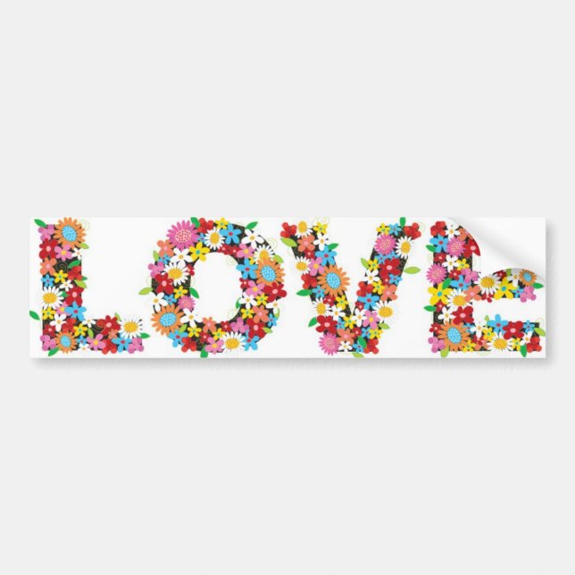 Autocollant De Voiture L'amour fleurit l'adhésif pour pare-chocs ! (Devant)