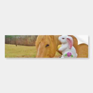 Autocollant De Voiture Lapin blanc et cheval jaune blond