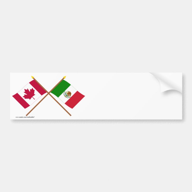 Autocollant De Voiture Le Canada et les drapeaux croisés par Mexique (Devant)