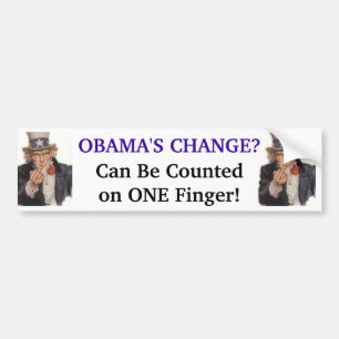 Autocollant De Voiture Le changement d'Obama - peut être compté sur UN