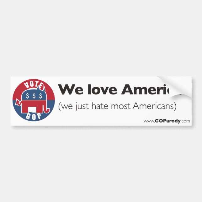 Autocollant De Voiture Le GOP aime l'Amérique (Devant)