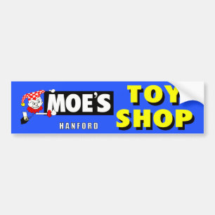 AUTOCOLLANT DE VOITURE LE MAGASIN DE JOUETS DE MOE - HANFORD, CALIFORNIE.