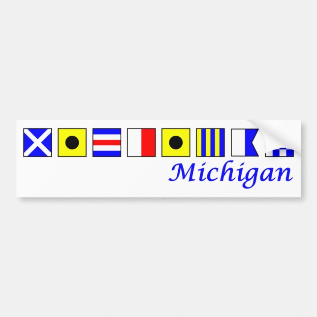 Autocollant De Voiture Le Michigan a orthographié dans l'alphabet (Devant)
