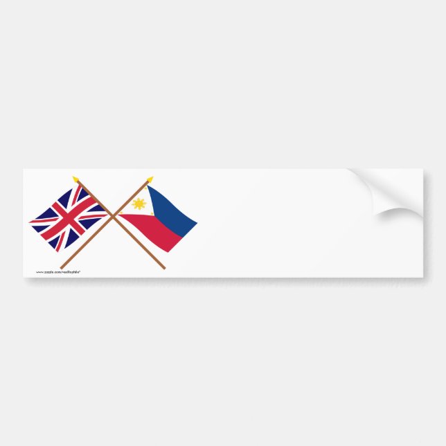 Autocollant De Voiture Le R-U et les drapeaux croisés par Philippines (Devant)