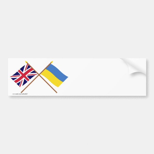 Autocollant De Voiture Le R-U et les drapeaux croisés parUkraine (Devant)