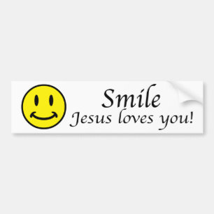 Autocollant De Voiture Le sourire, Jésus vous aime adhésif pour
