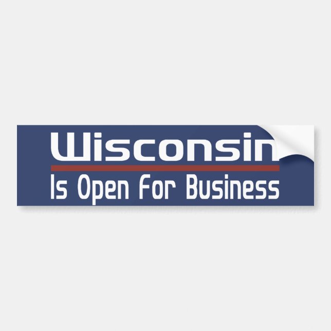Autocollant De Voiture Le Wisconsin est ouvert pour des affaires (Devant)
