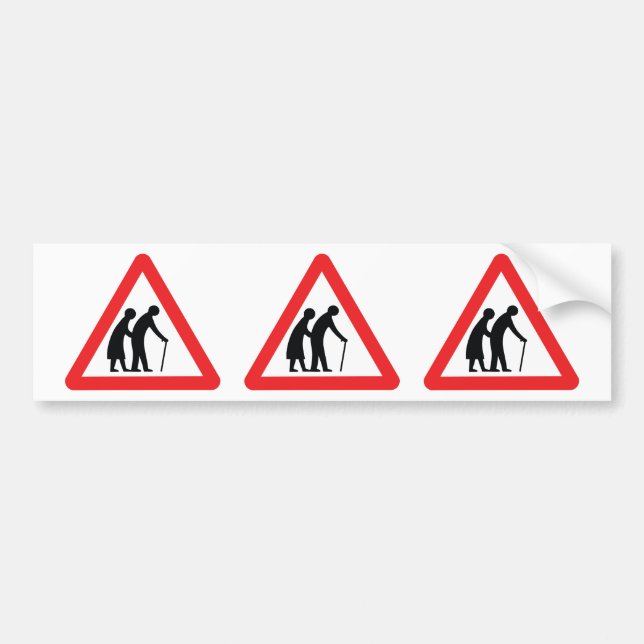 Autocollant De Voiture Les personnes âgées de PRÉCAUTION - poteau de (Devant)