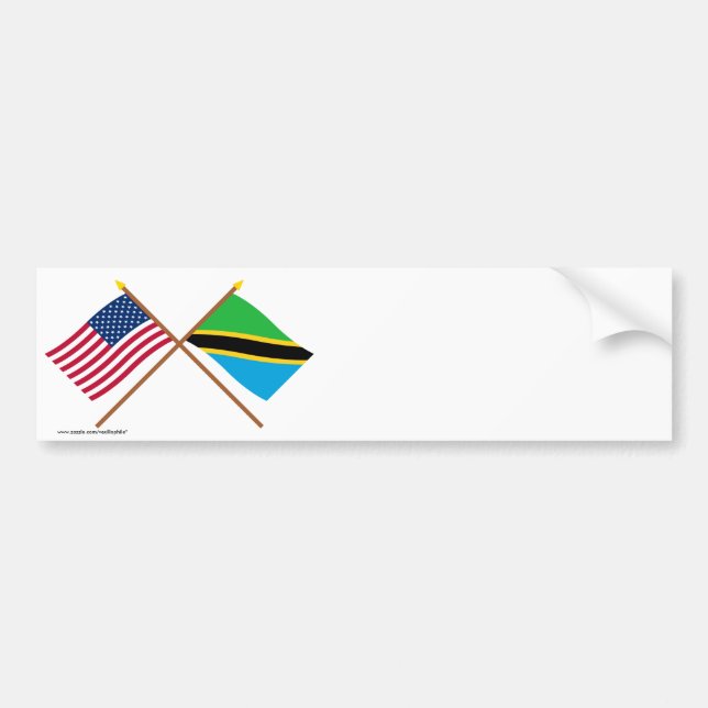 Autocollant De Voiture Les USA et drapeaux croisés par Tanzanie (Devant)