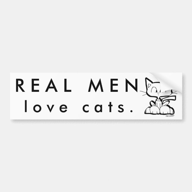 Autocollant De Voiture Les VRAIS HOMMES aiment l'autocollant #2 de chats (Devant)