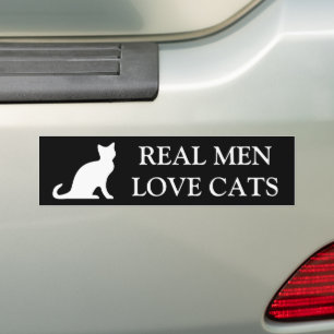 Autocollant De Voiture Les vrais hommes aiment les chats bumper sticker