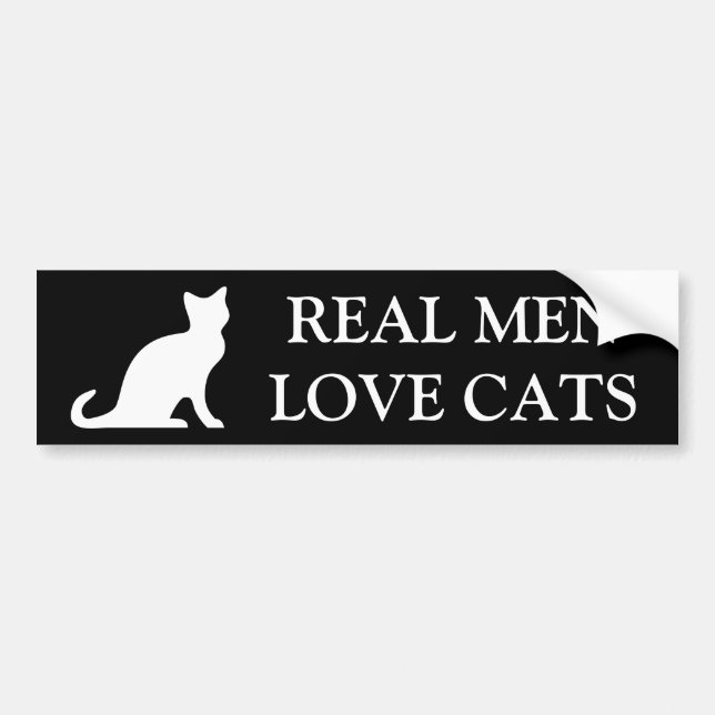 Autocollant De Voiture Les vrais hommes aiment les chats bumper sticker (Devant)