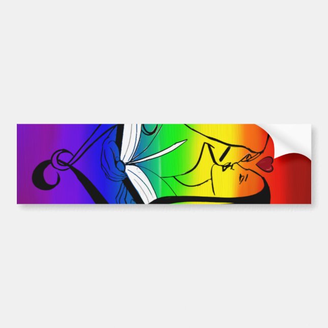 Autocollant De Voiture Lesbienne d'arc-en-ciel Romance (Devant)