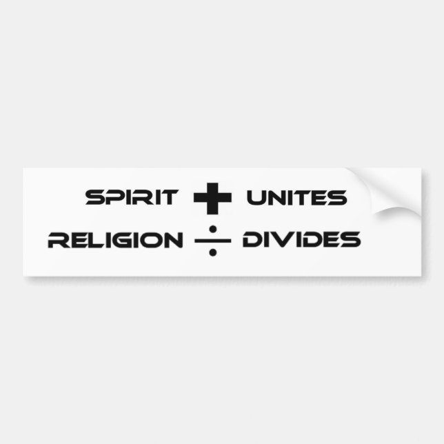 AUTOCOLLANT DE VOITURE L'ESPRIT UNIT, DES CLIVAGES DE RELIGION (Devant)