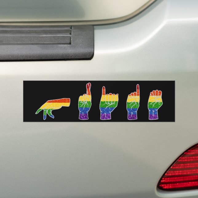 Autocollant De Voiture LGBT Parties scintillant Rainbow ASL Pride (En voiture)